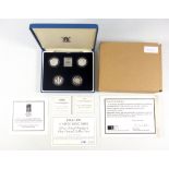 Elizabeth II Royal Mint £1 silver Proof Piedfort collection, 1994-1997, with C of As, cased and