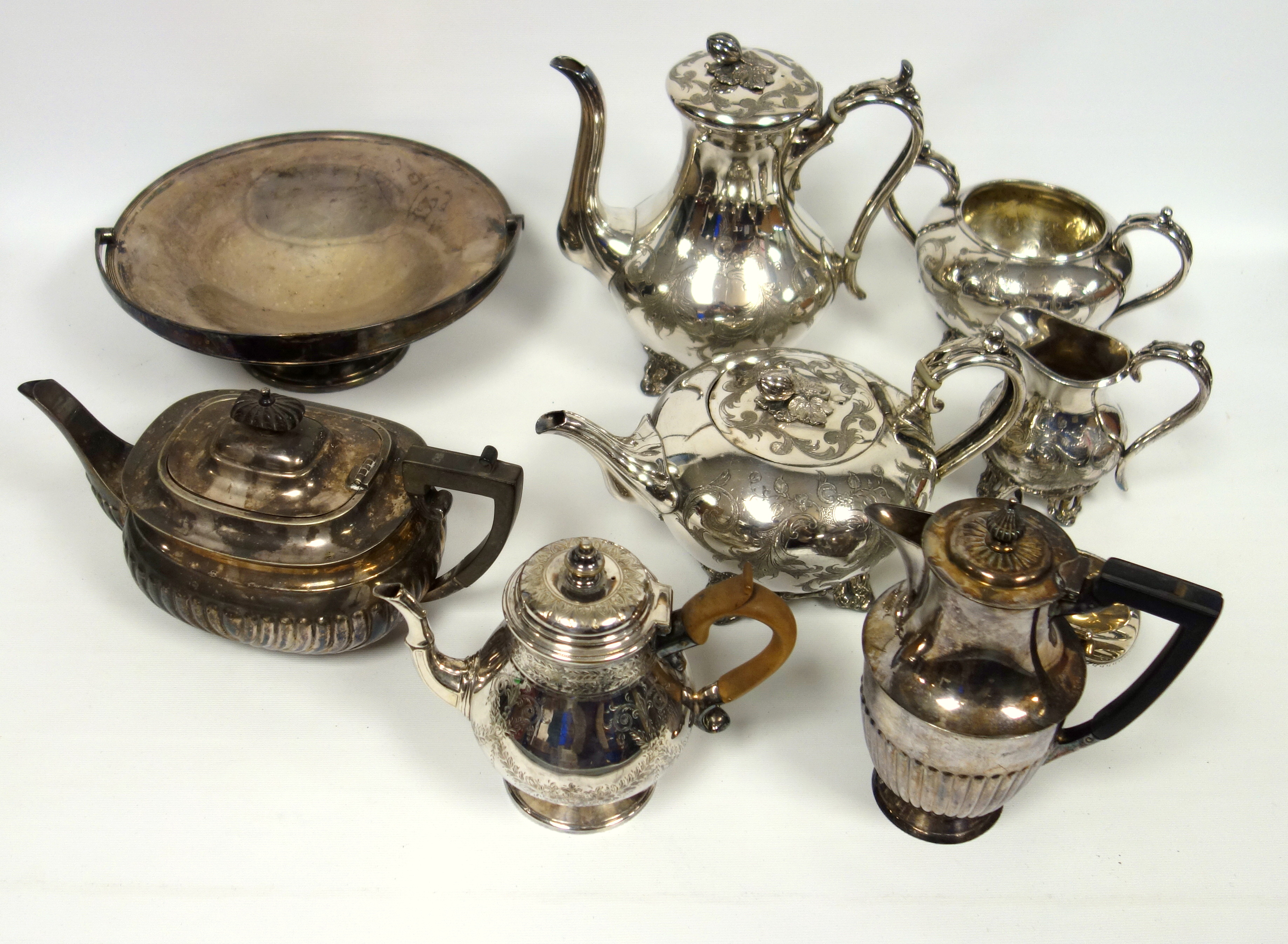 A quantity of silver plate and pewter items, including 2 meat skewers with Prince of Wales feathers, - Image 2 of 4