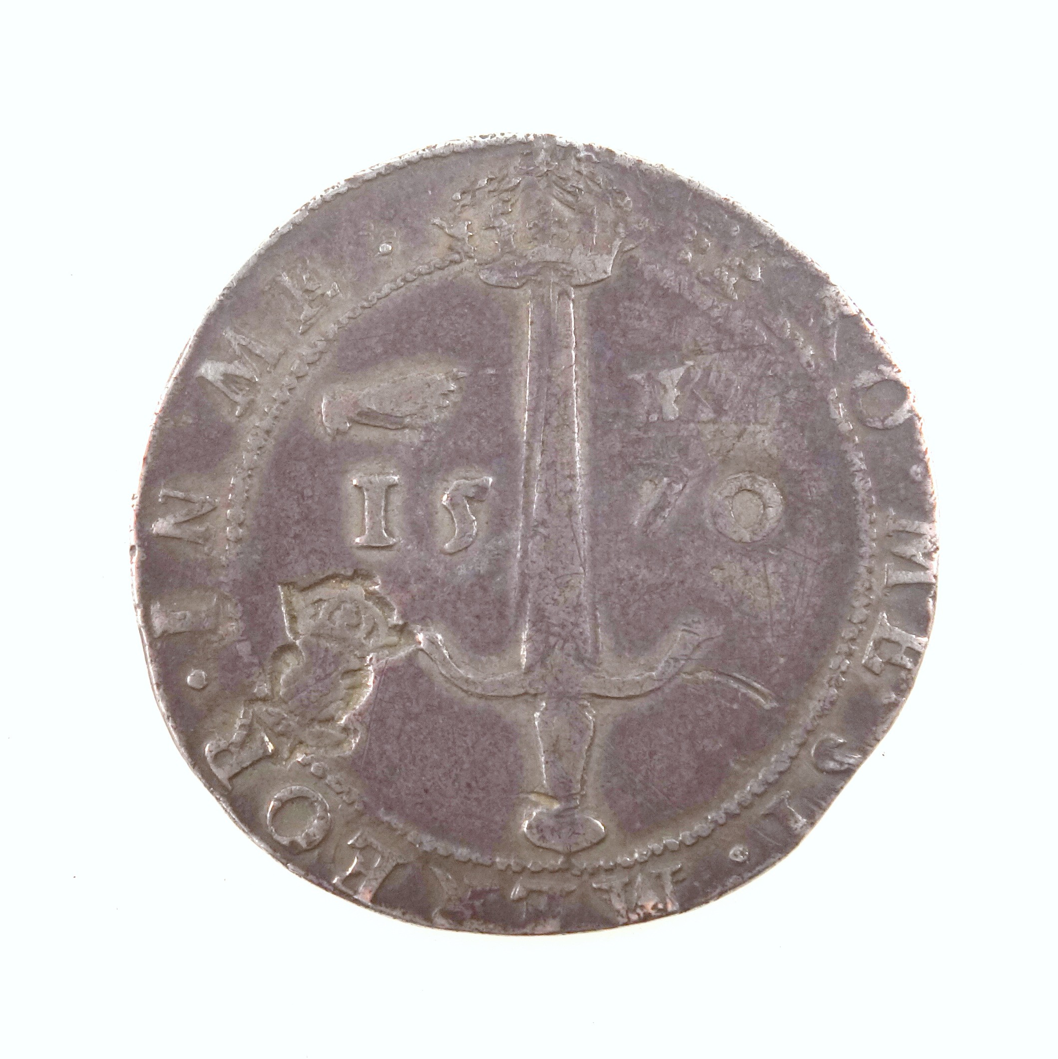 Scotland James VI 1/3 Ryal, 1570, with countermark for 1578, n.v.f.