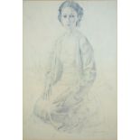 Bernard Fleetwood-Walker (1892/3-1965) 'Study of girl', pencil drawing on paper, signed, 49 x 33.5cm