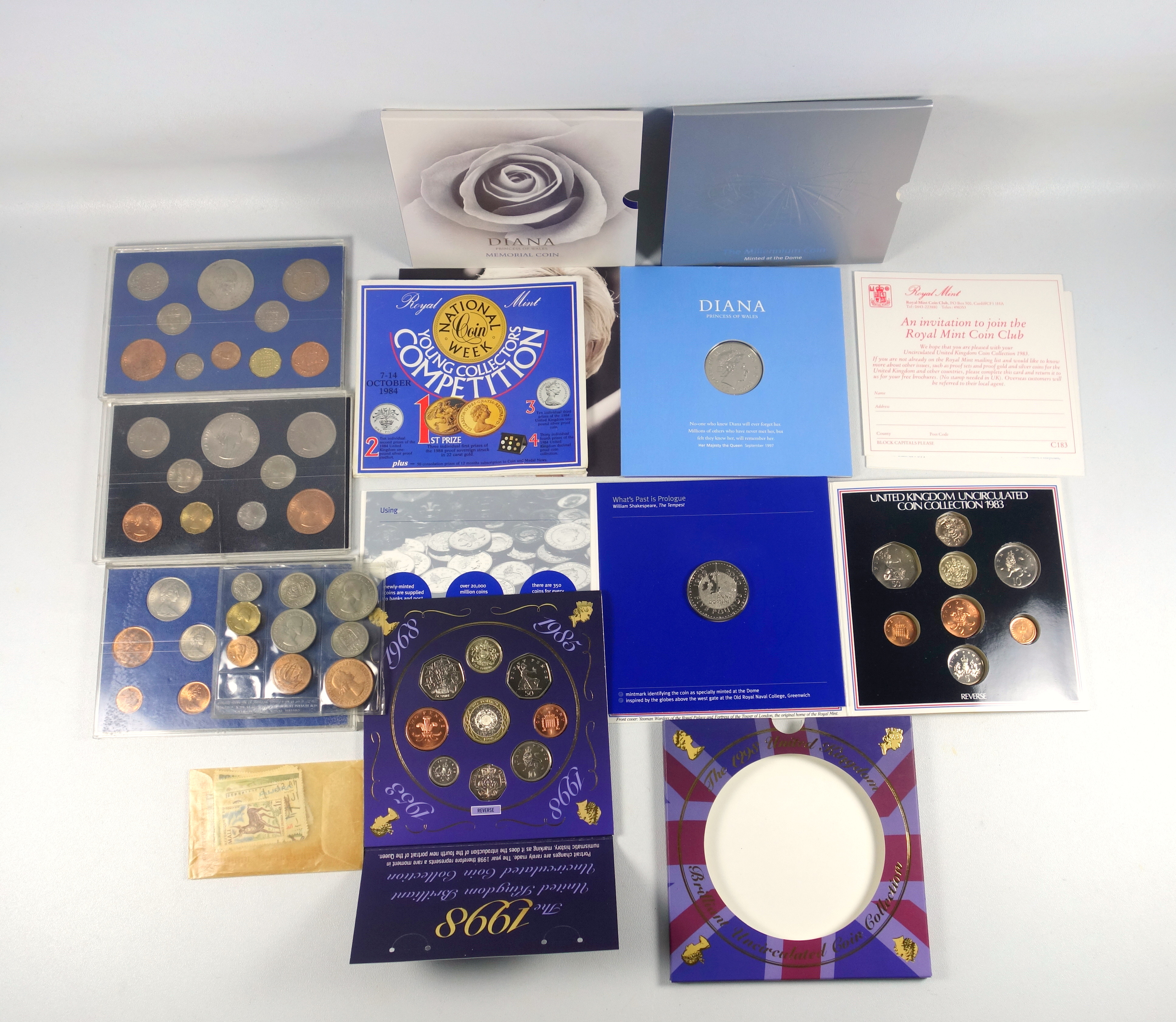 Elizabeth II Royal Mint Proof sets of coins, 1978 (2), 1979, 1980, 1981, 1982 (2), in card covers,