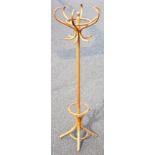Beech bentwood hat and coat stand, H.197cm