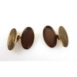 Pair of 9ct gold cufflinks, each initialled "BA", by S J Rose, Birmingham, 1955, 5.4grs