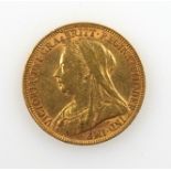 Victoria hgold sovereign, 1896, g vf, (edge defects and surface marks)