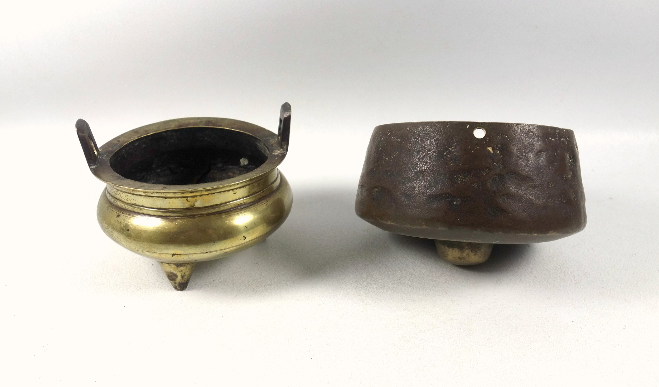 An Ottoman brass Qalamdan travelling quill holder with inkwell and pen 19cm a/f, A Chinese brass - Image 7 of 8