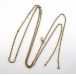 9ct gold oval link guard chain, L127cm, 26grs, (a/f), in a Simons, Amsterdam case. (2)