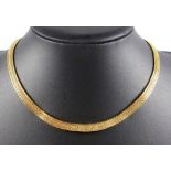 Italian yellow metal Milanese style choker, stamped 750, 35.8grs