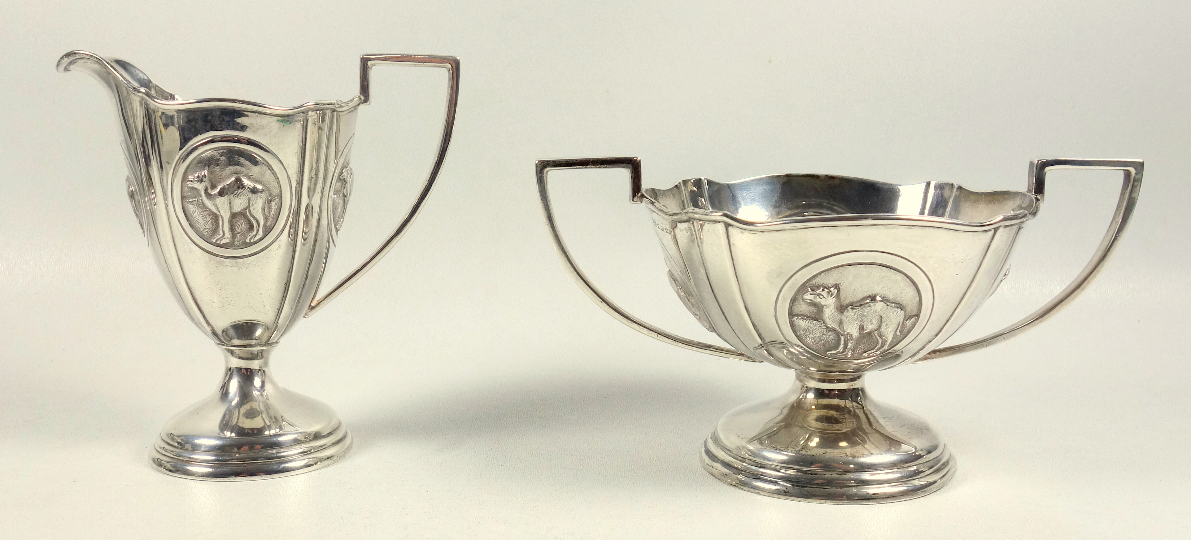 Near Eastern white metal 4 piece tea and coffee set comprising a teapot of tapering circular form, - Image 12 of 14