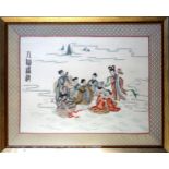 Chinese Embroidery on silk of the Eight Immortals in the Celestial Sea, framed, 51 x 68.5cm; C. Kano