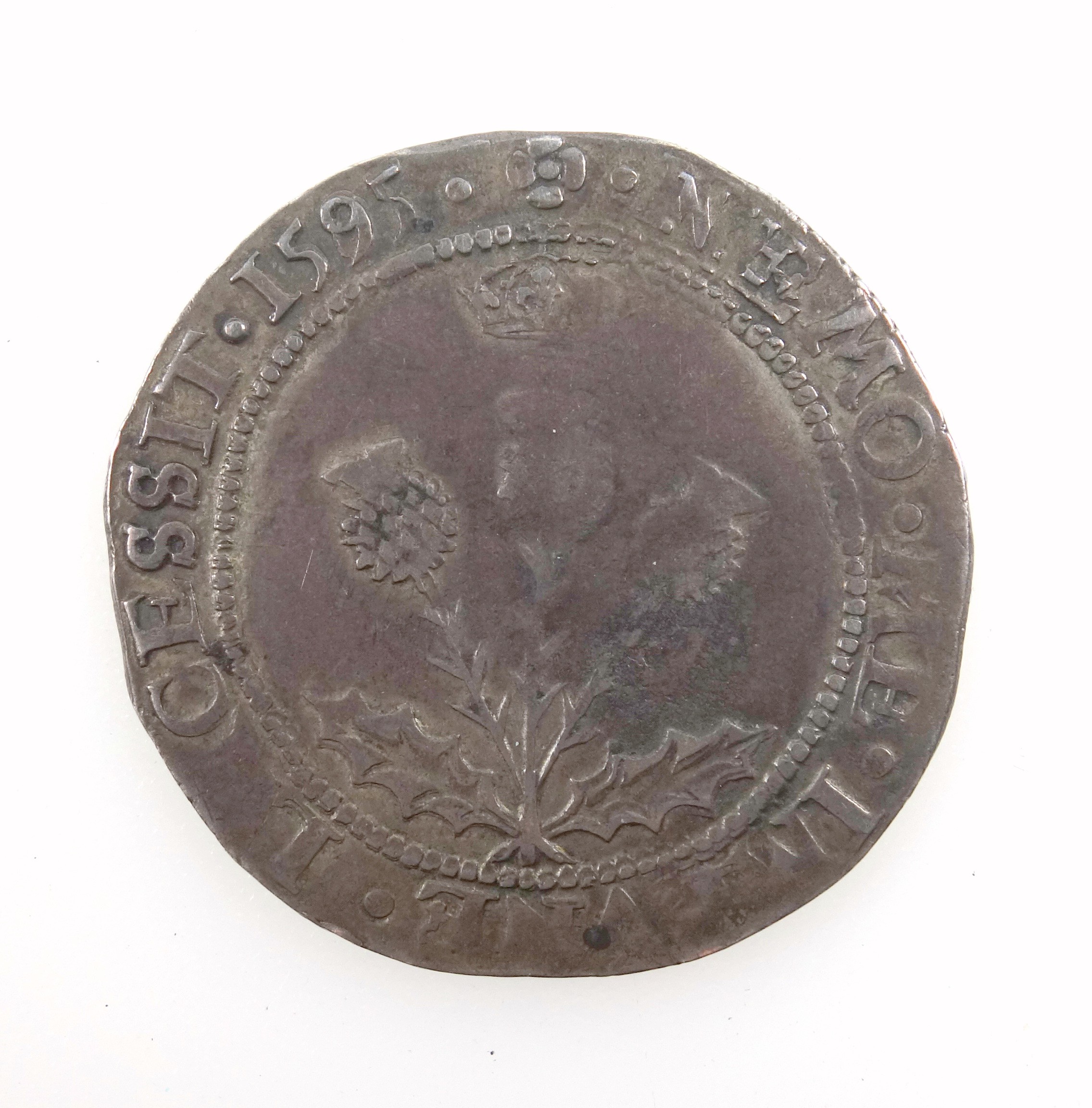 Scotland James VI 10 shillings, m.m. rose, 1595, f. - Image 2 of 4