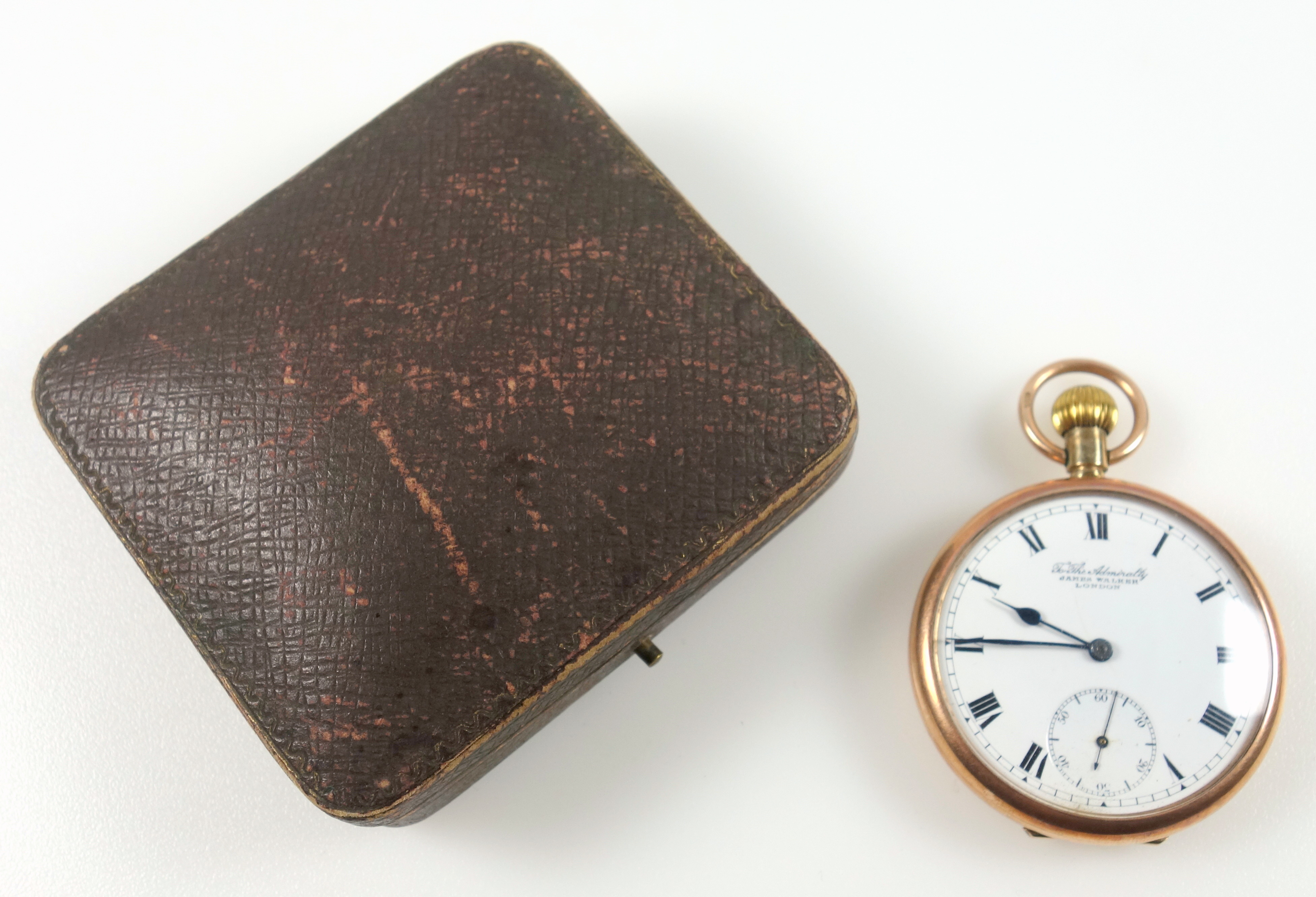 9ct gold pocket watch with a white enamelled circular dial inscribed "To the Admiralty, James - Bild 2 aus 2