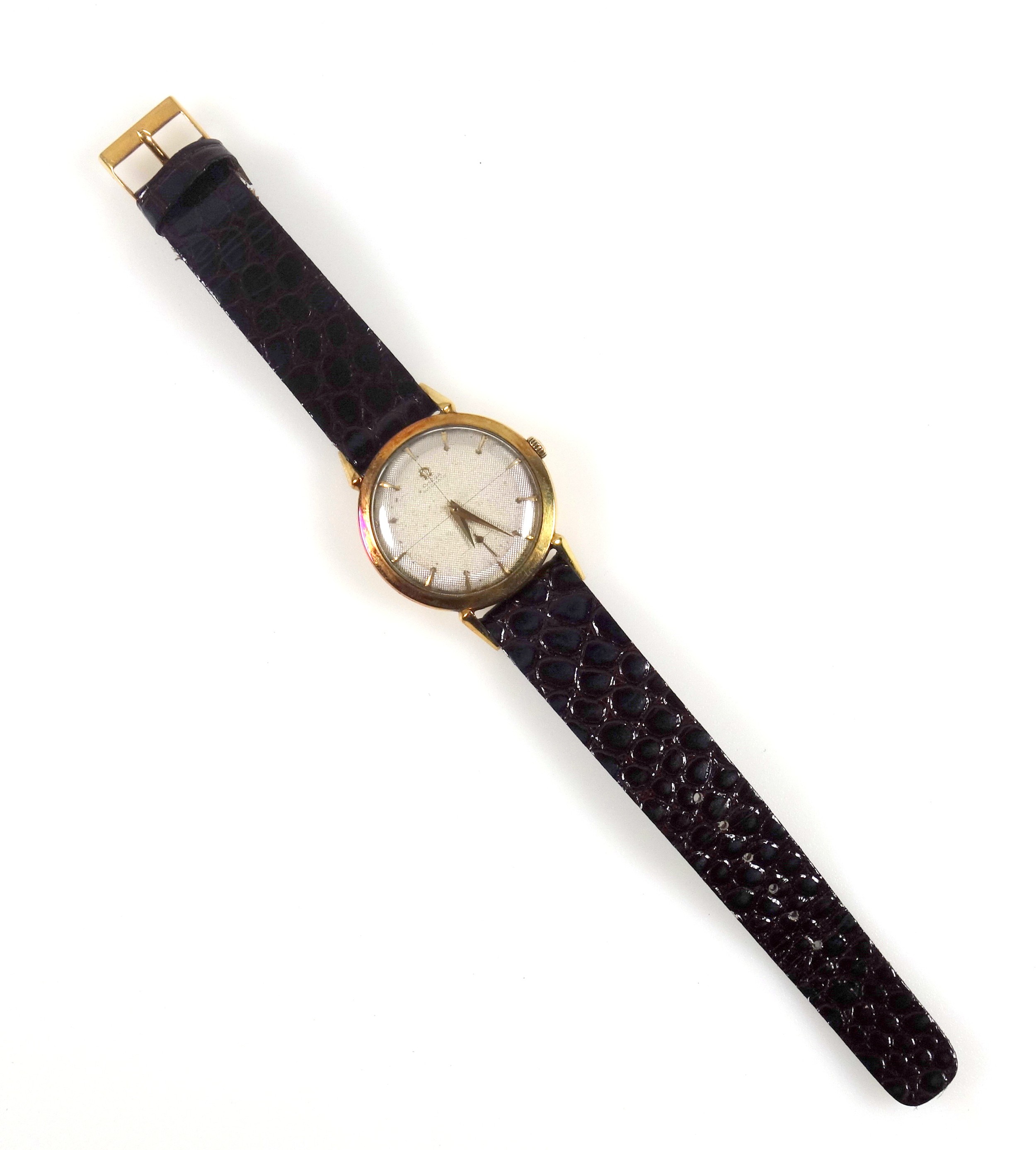 Omega yellow metal gentleman's wristwatch with an ivory coloured dial, seconds dial and arrow head - Image 3 of 4