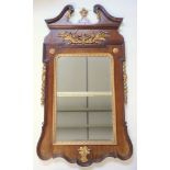 Late 19th century George II style mahogany mirror, with neoclassical gilt wood swag and floral