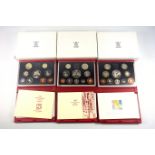 Elizabeth II Proof sets of coins, 1993-1998, with C of As, in de luxe cases, boxed. (6)