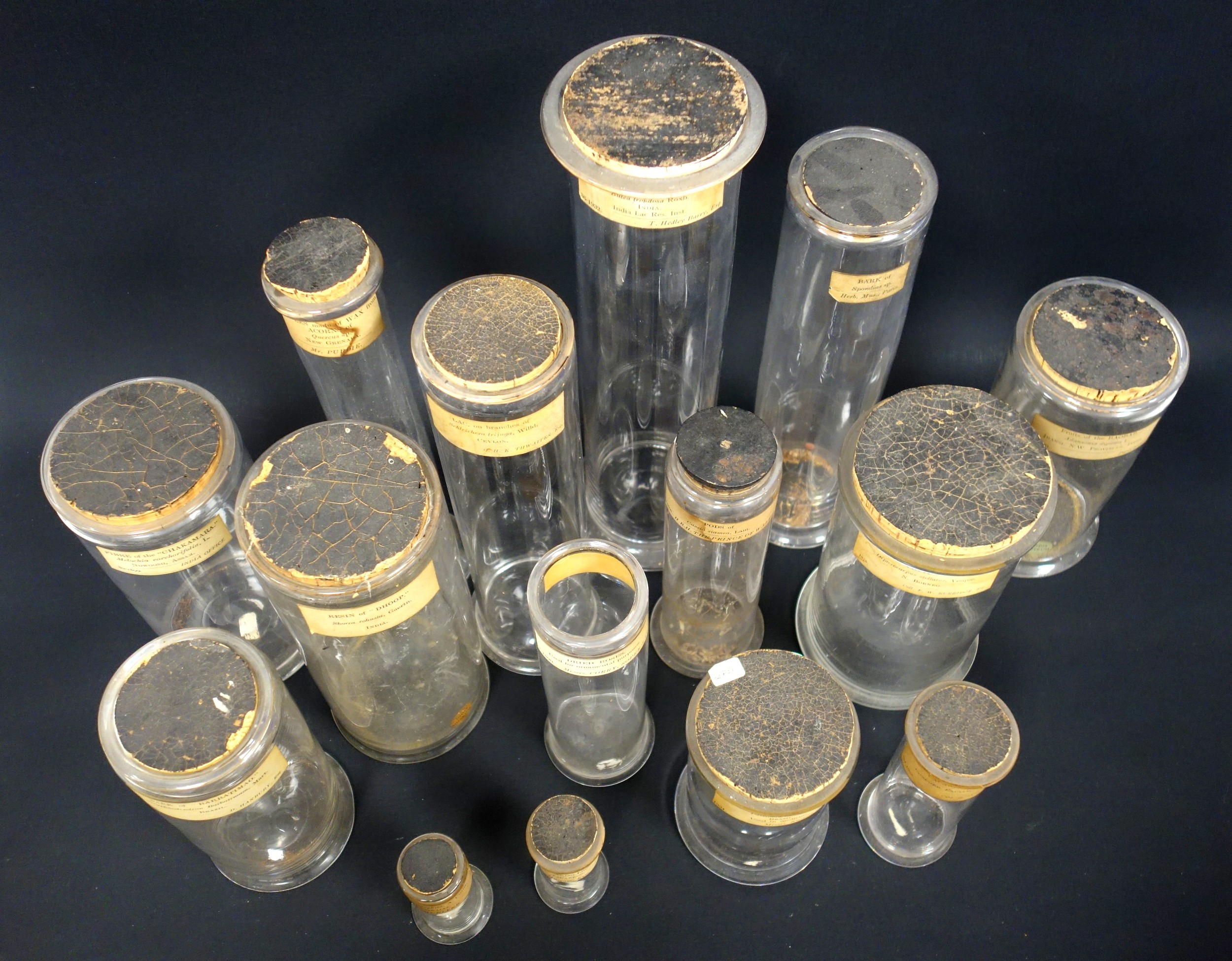 Collection of 14 Victorian and later labelled apothecary jars, including one labelled "Collected - Image 5 of 7