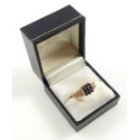 9ct gold ring set 9 sapphires, size T 1/2, Birmingham, 1975, gross 3grs