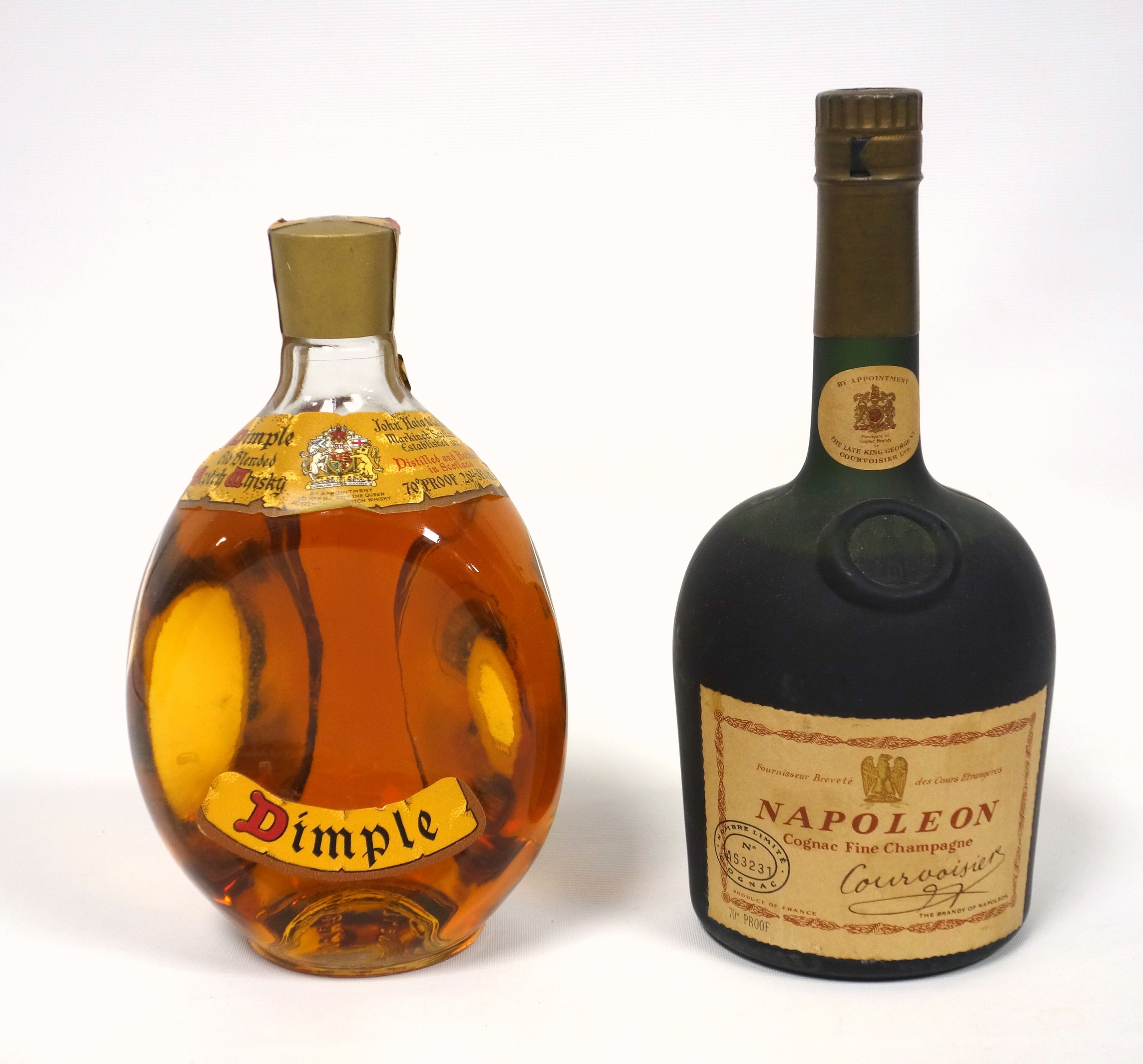 Bottle of Courvoisier Napoleon Fine Champagne Cognac, limited edition No. AS3231, 1970's bottling,