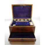Victorian figured walnut travelling toilet box with under drawer by C. Asprey, 166 Bond St., with