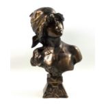Art Nouveau style bronzed composition bust of "Saida", signed E Villanis, numbered 250, H.29.5;