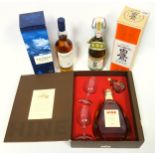 Bottle of Hine Rare Fine Champagne VSOP Cognac, 70cl, 40% vol., with 2 tasting glasses and an XO