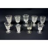 Victorian moulded glass goblet with registration marks for James Derbyshire, 16th June 1866; 4 other