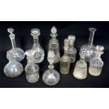 9 Victorian and later glass decanters with stoppers and 2 carafes. (11)