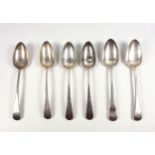 4 George III silver tablespoons by Thomas Wallis II, London, 1809; and 2 other tablespoons,