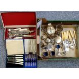 A good quantity of silver plated cutlery and other items