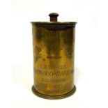 Military Interest - WWI trench art brass shell case with inscription "Glamorgan-Yeomanry, Lieut.-