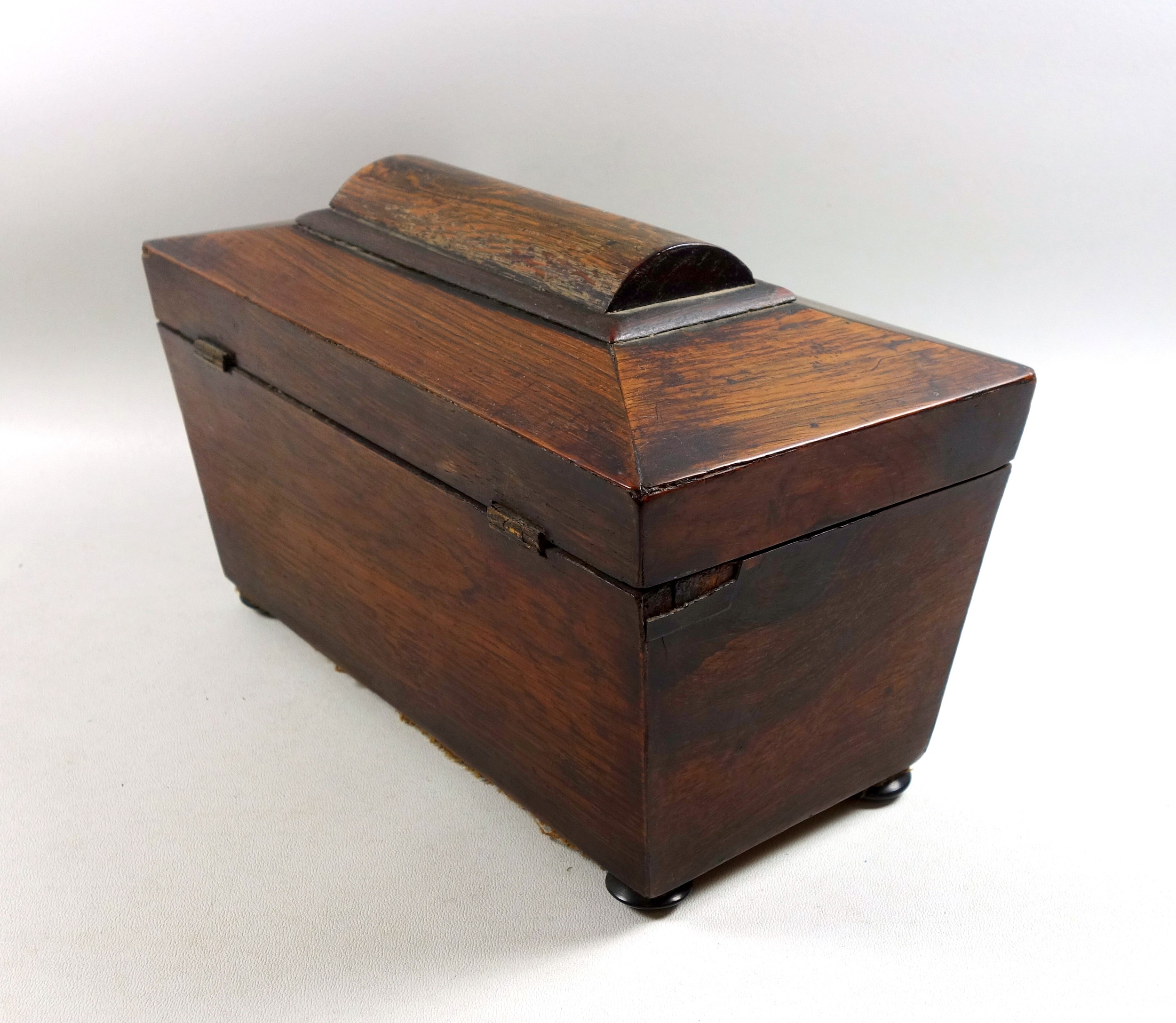 William IV rosewood sarcophagus shaped tea caddy with 2 covered compartments, W.25.3cm; pair of - Image 4 of 10