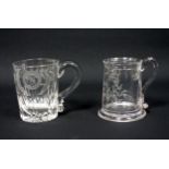 Georgian glass souvenir half pint mug, moulded, engraved "A PRESENT FROM SKEGNESS" and foliate