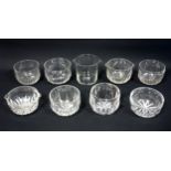 Regency plain wine glass rinser, H.11.5cm; 2 later rinsers, and 6 cut finger bowls. (9)