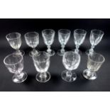 Georgian panel cut-glass rummer, H.13.5cm; 4 Victorian cut wines, and 5 later cut wines. (10)