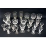 Pair of 19th century cut panelled ale glasses, and 20 later glasses, various. (22)