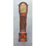 George V longcase clock with a brass dial enclosing an 8 day chiming and striking movement, in a