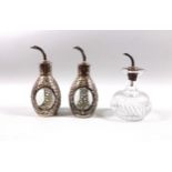 Elizabeth II cut glass scent bottle with silver pourer by J G & S, Birmingham, 1951, H.11cm, and a