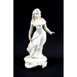 Lladro prototype bisque porcelain figure of a young woman, "The Prom", wearing a blue laced corset