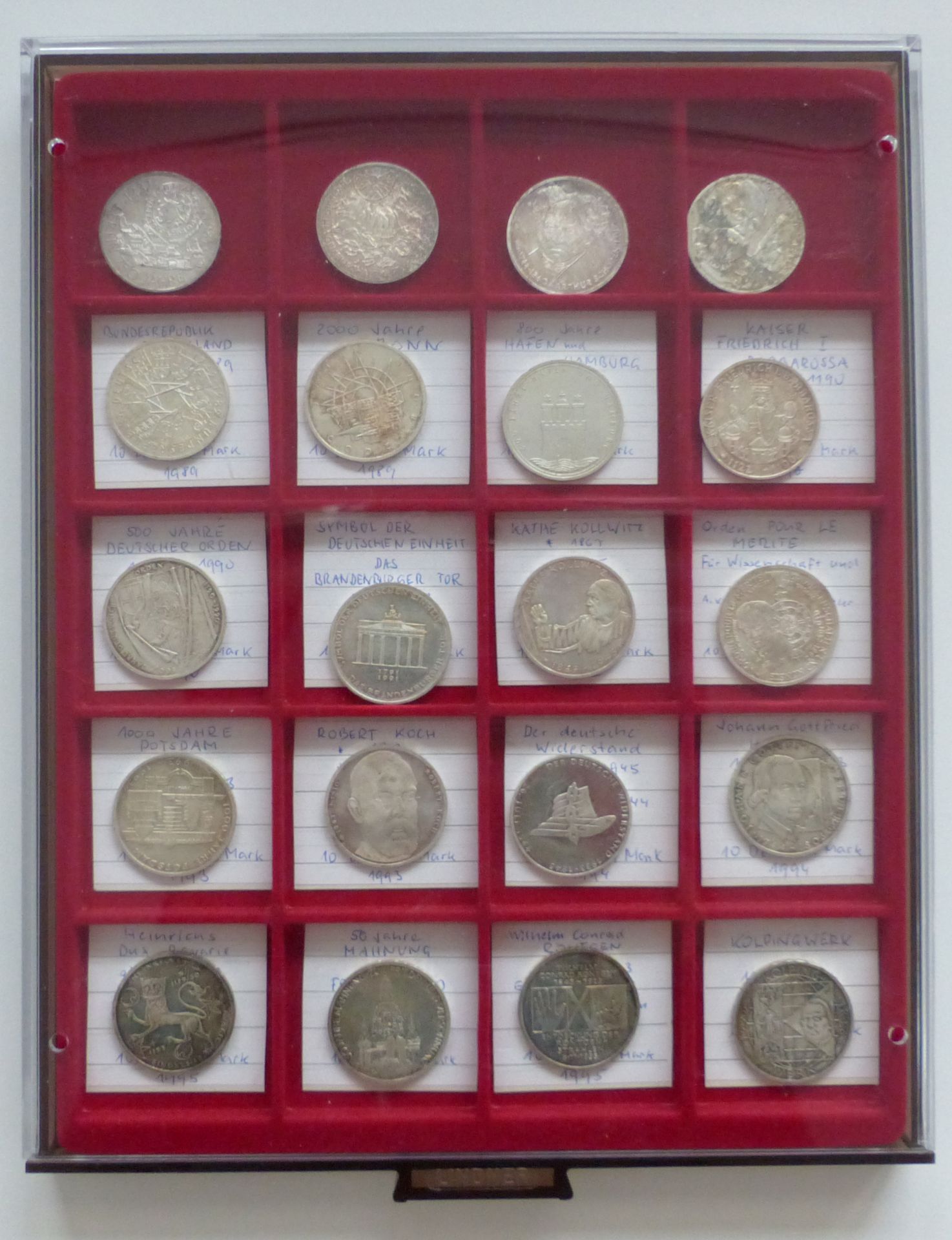 Münzen Sammlung 20 Stück 10 DM Gedenkmünzen 1987 bis 1996 Silber Erhaltung meist vz teils etwas