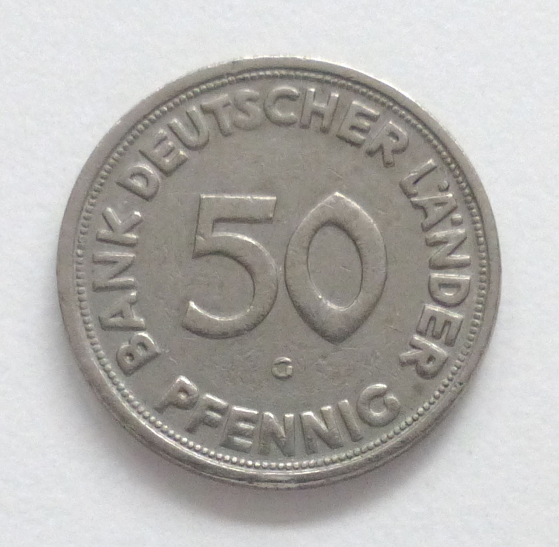 Münzen 50 Pfg Bank Deutscher Länder 1950 G (J. 379) Erhaltung S-SS