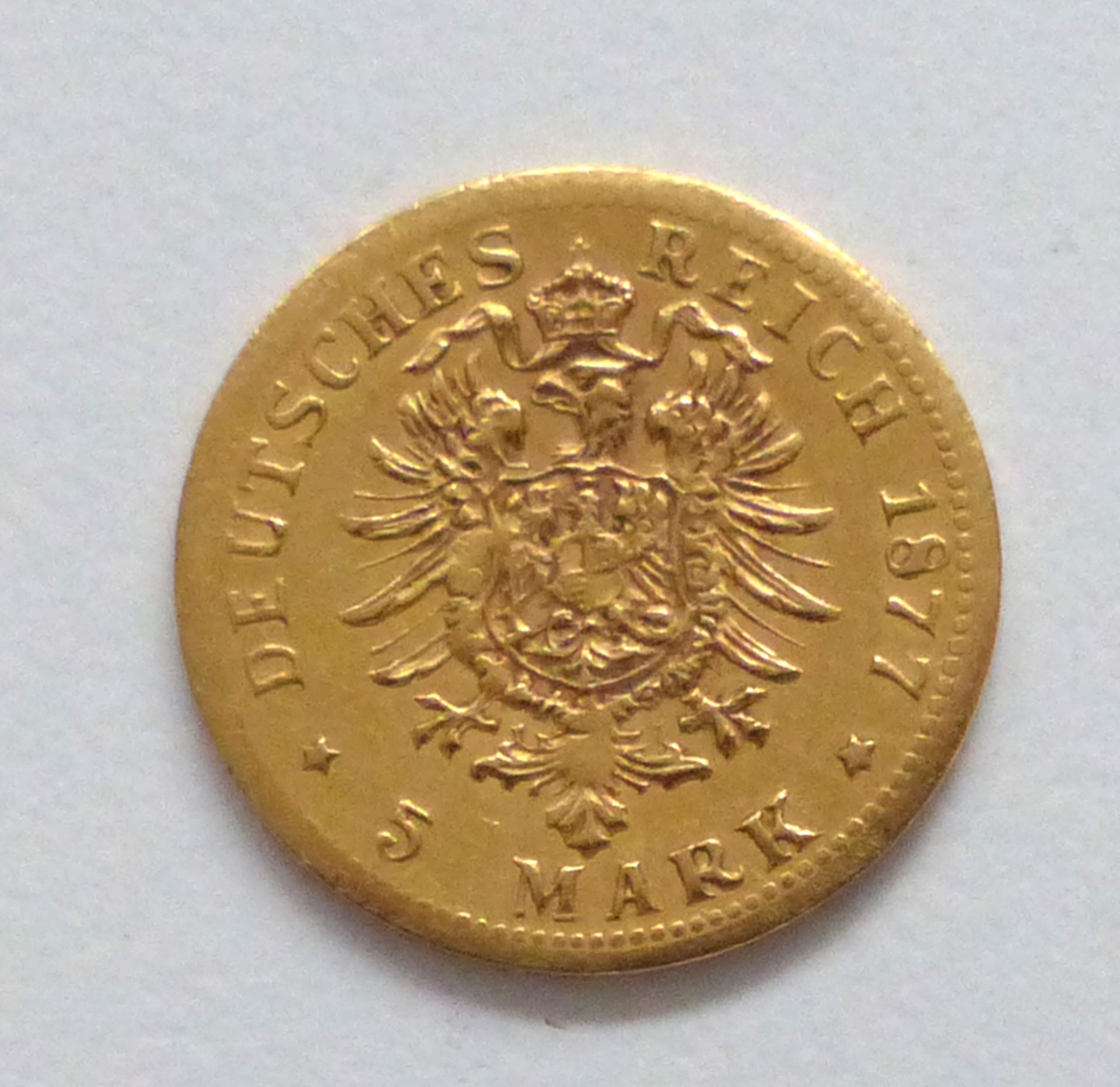 Münzen 5 Mark Preussen 1877 A Gold (J. 244) Erhaltung SS-Vz