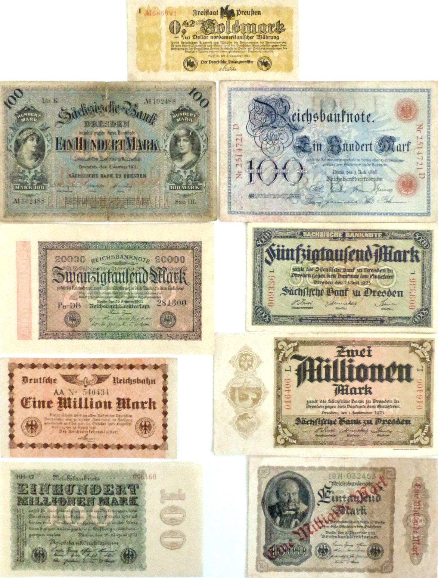 Geldscheine Partie von über 900 Reichsbanknoten unterschiedliche Erhaltungen