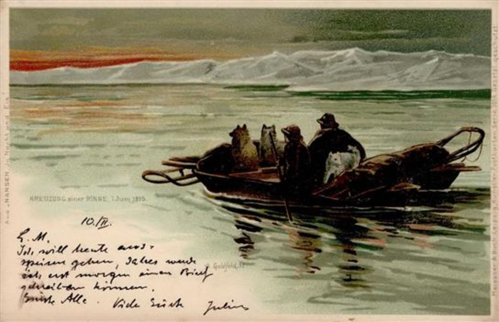 Expedition Nansen Kreuzung einer Rinne sign. Goldfeld, A. 1901 I-II