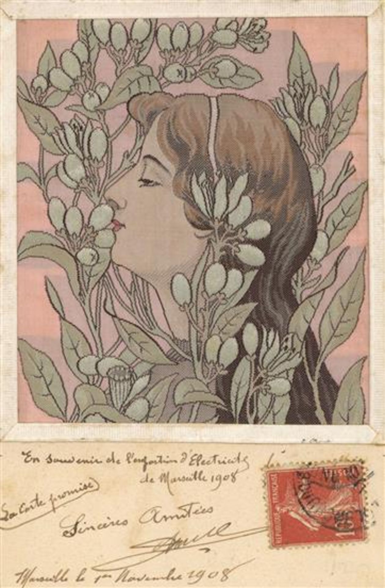 Mucha, Alfons Seide Frau Jugendstil I-II