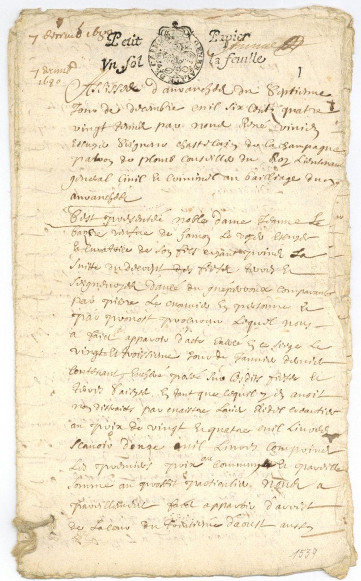 Alt-Brief 12 seitiger Brief mit Siegelstempel von 1539 in gutem Zustand R!