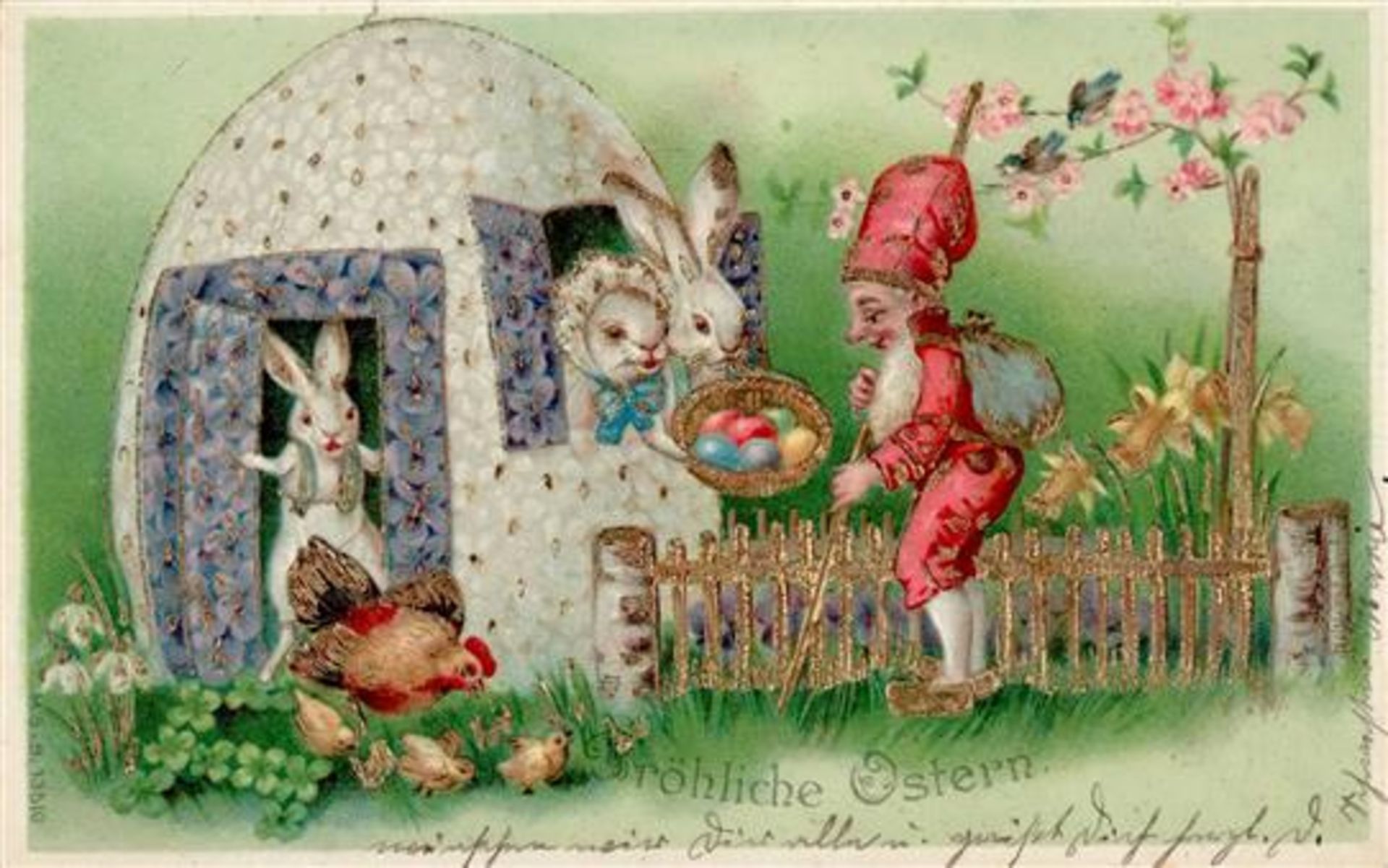 Zwerg Ostern Präge-Karte 1905 I-II