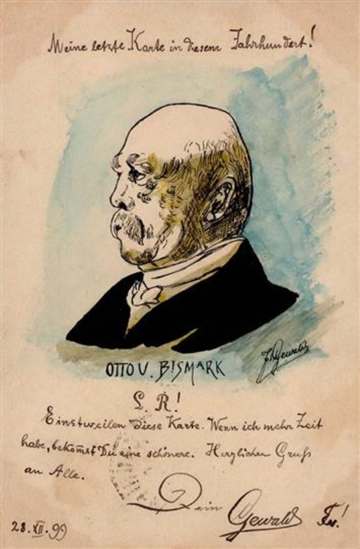 Handgemalt München (8000) Otto Bismarck Privat Stadtpost Courier 1899 I-II