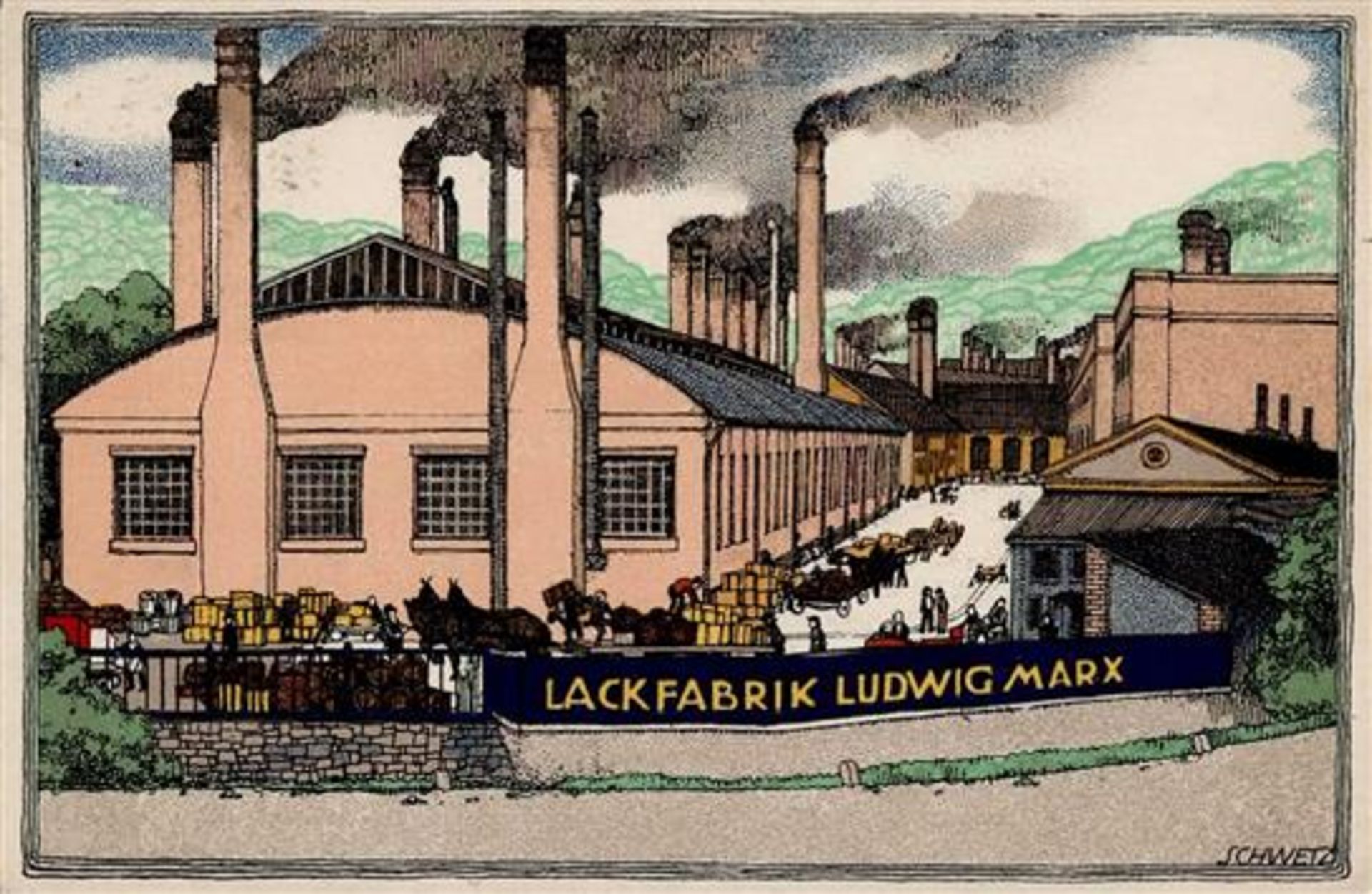 SCHWETZ, Karl Lackfabrik Ludwig Marx 1913 I-II