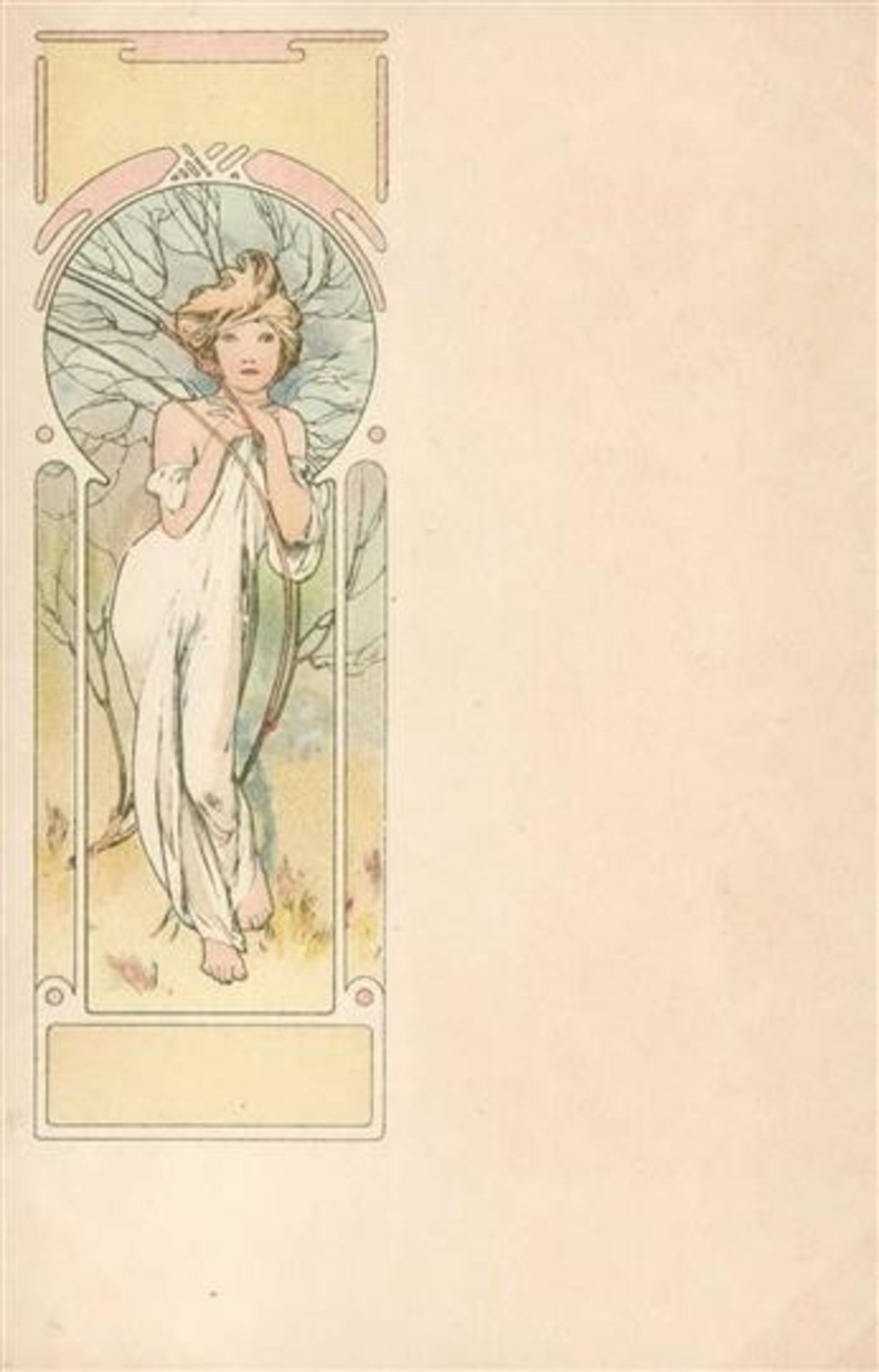 Mucha, Alfons Spring Lady with blonde hair in white dress I-II