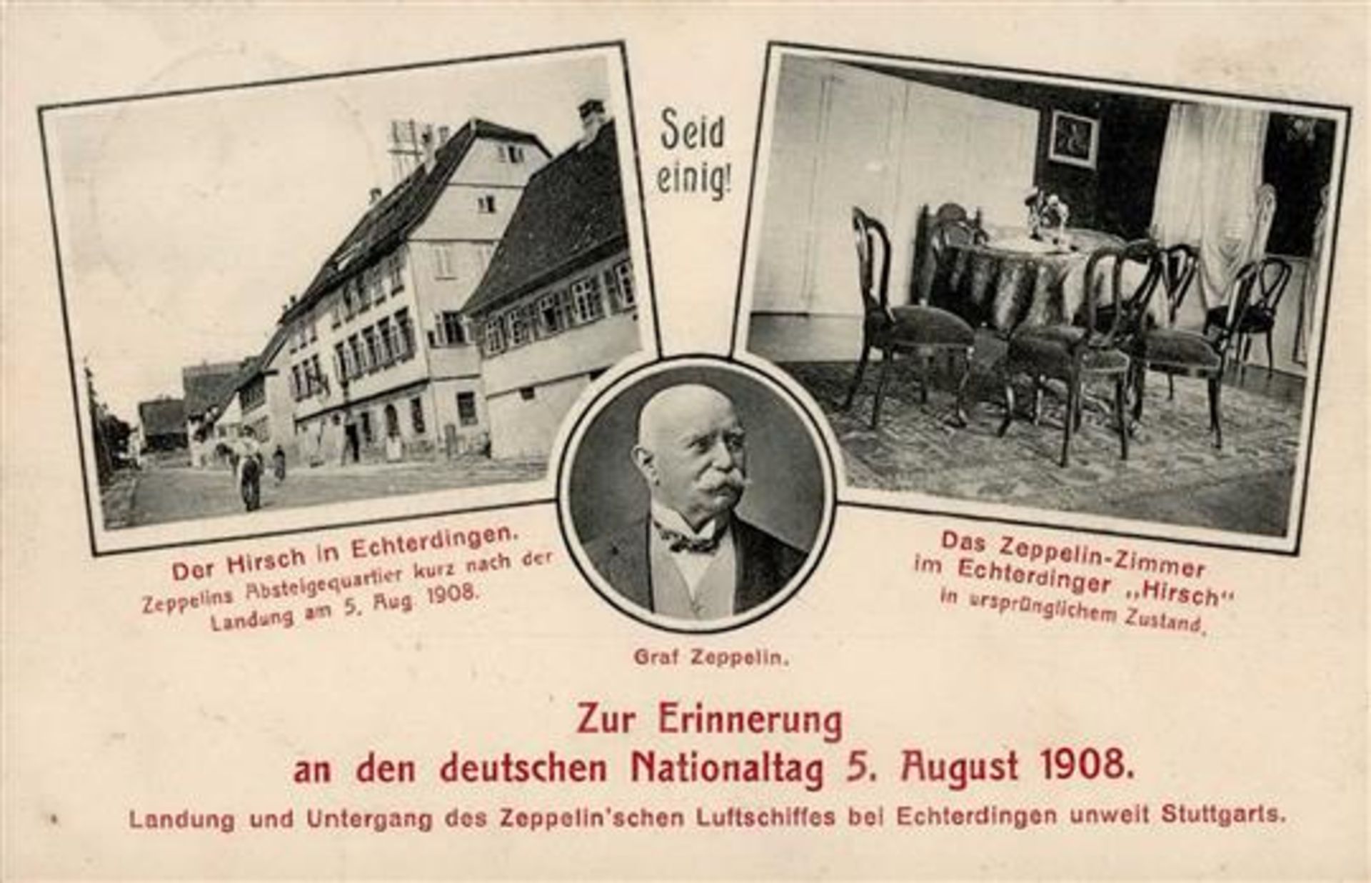 Zeppelin, F. Graf von Echterdingen (7022) Gasthaus Der Hirsch 1908 I-II