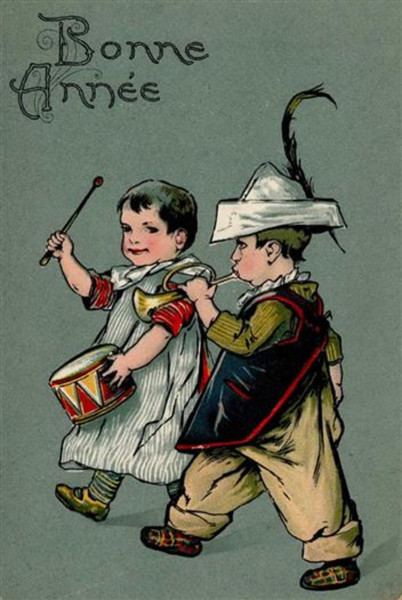 Neujahr Kinder Prägedruck 1905 I-II